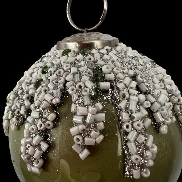 Set of 4 Green Glass Embellished Christmas Ornaments by 34th & Pine - 2-1/2" - Picture 5 of 9